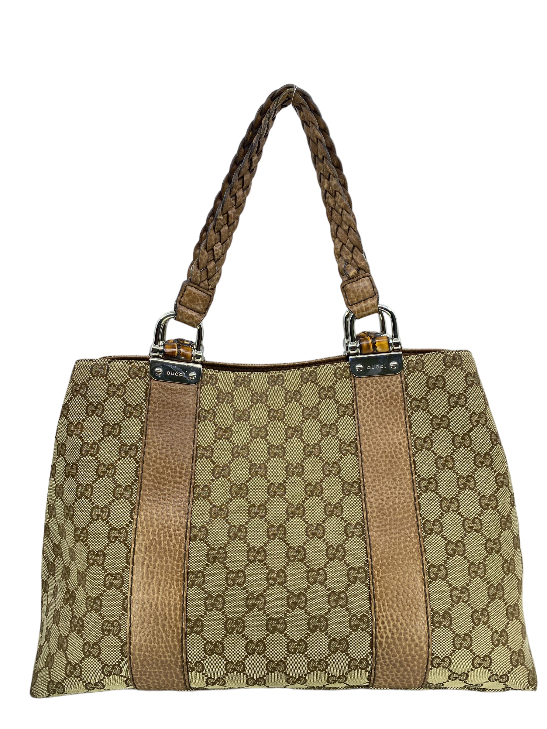 Gucci Bamboo Bar GG Canvas Tote Consigned Designs