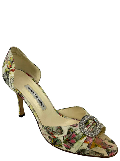 Manolo Blahnik Fabric Butterfly Print Pumps Size 11-Consigned Designs