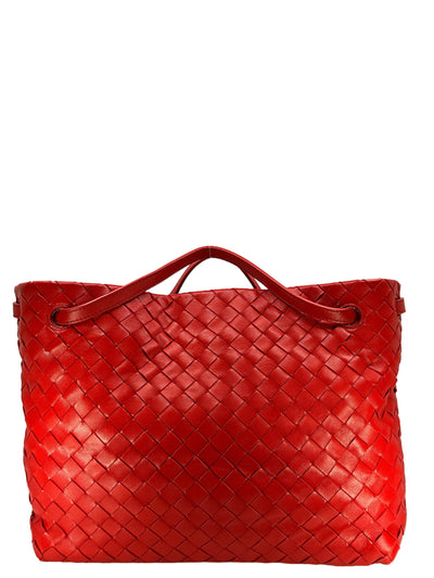 Bottega Veneta Red Intrecciato Nappa Leahter Garda Bag-Consigned Designs