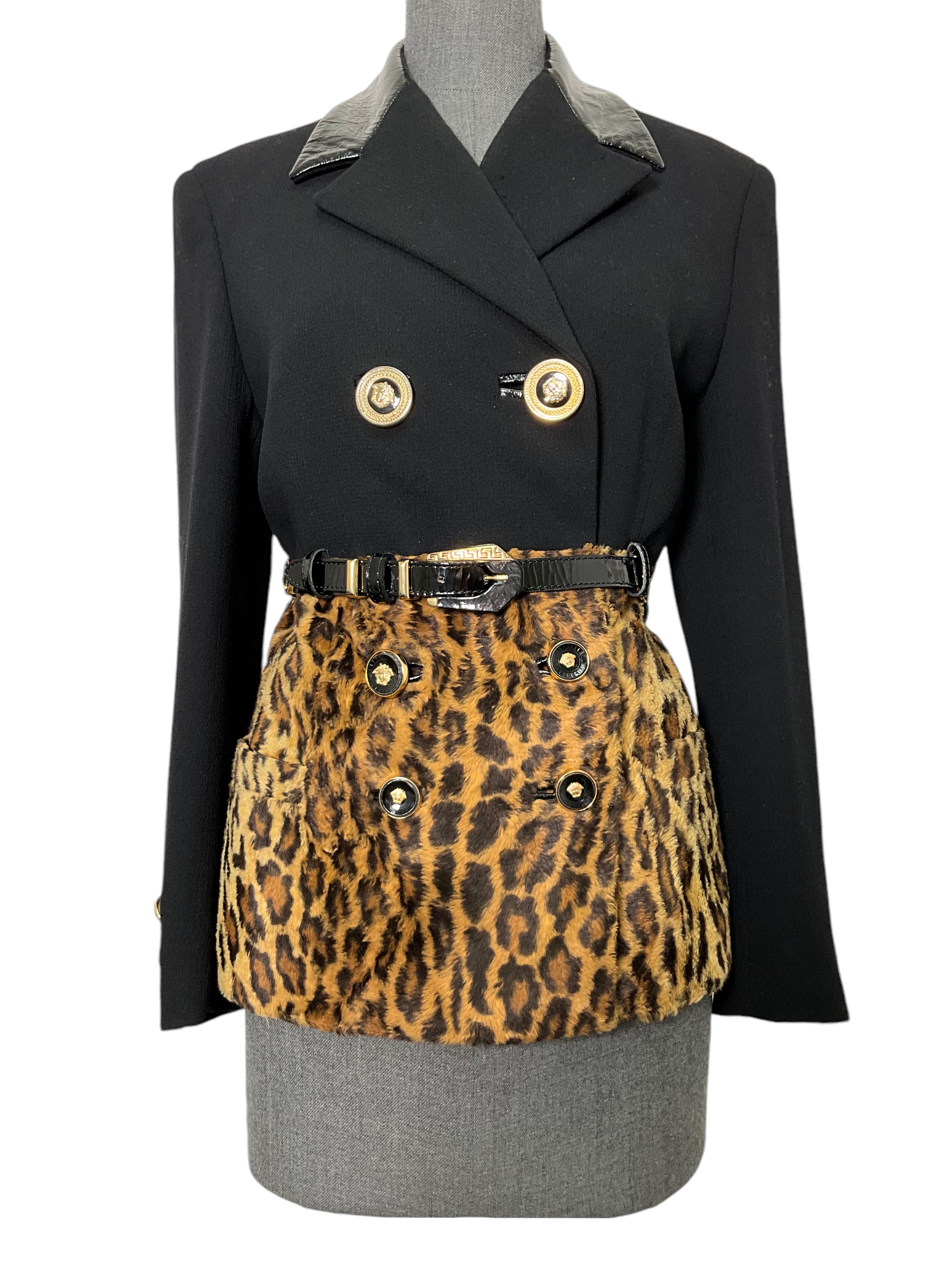VERSACE Vintage Animal Print Double Breasted Skirt Suit Size S Consigned Designs