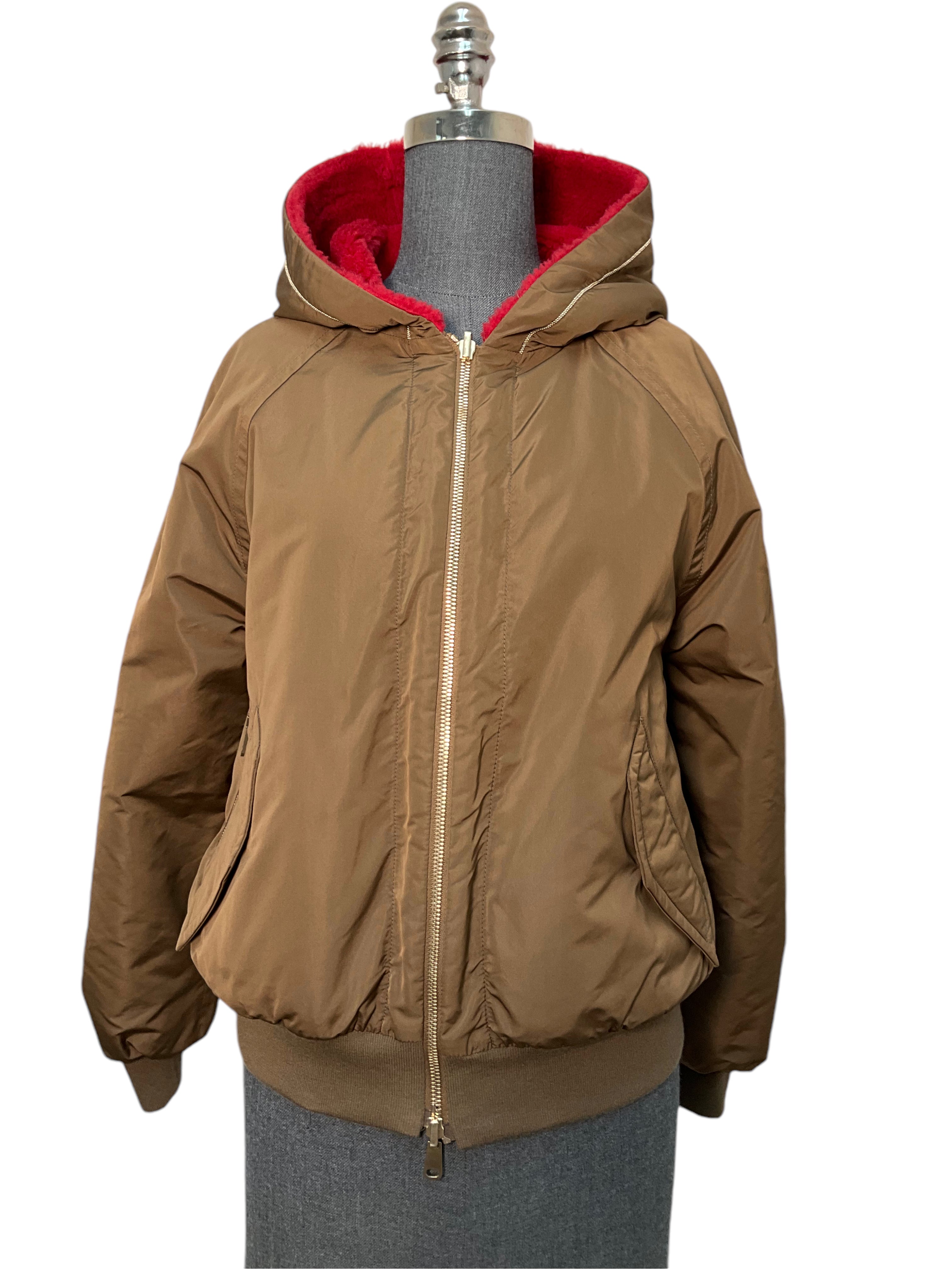 Brunello Cucinelli Reversible Cashmere Hooded Bomber Jacket Size S