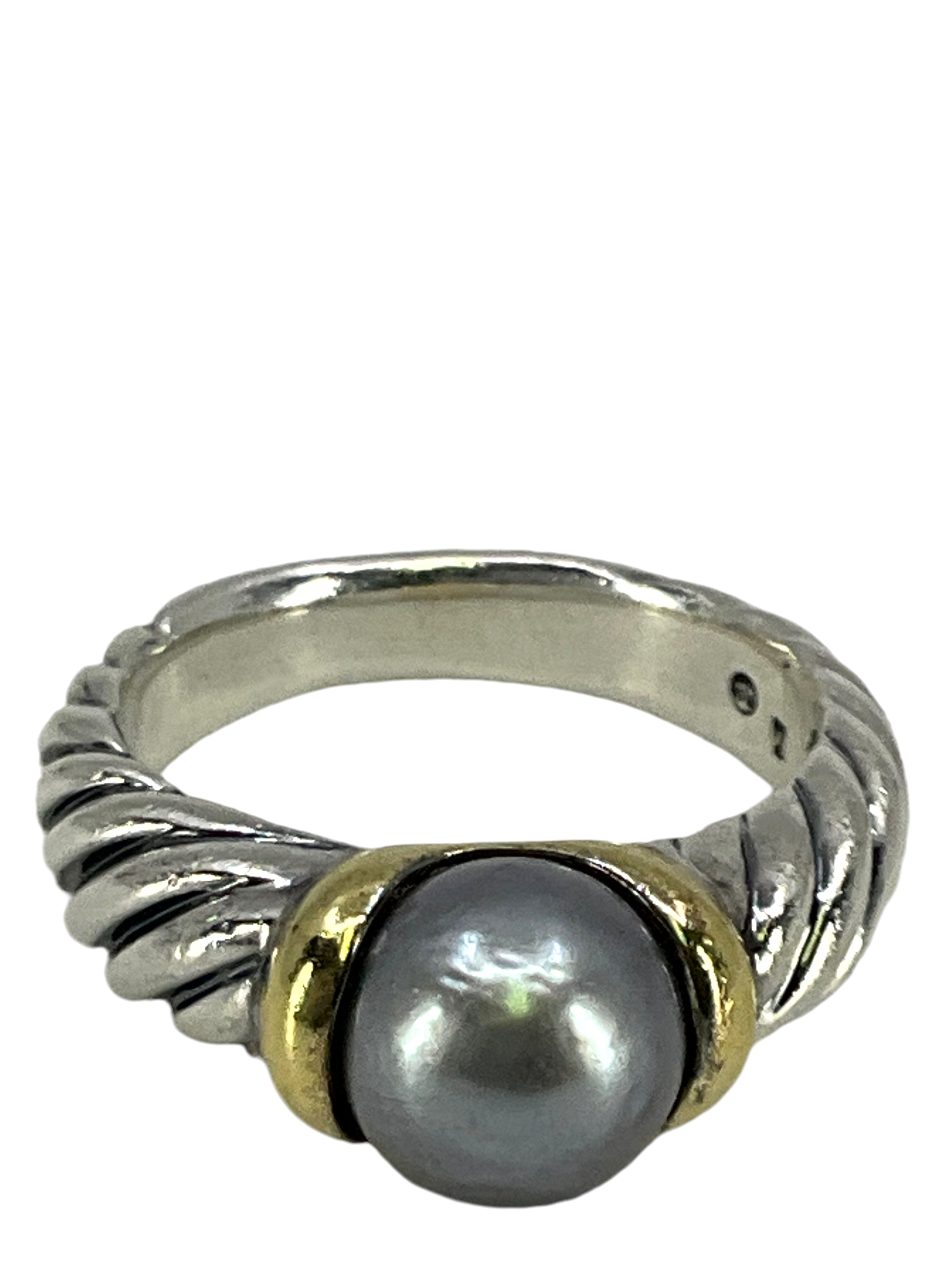 David Yurman Sterling Silver 18k Gold Tahitian Pearl Cable