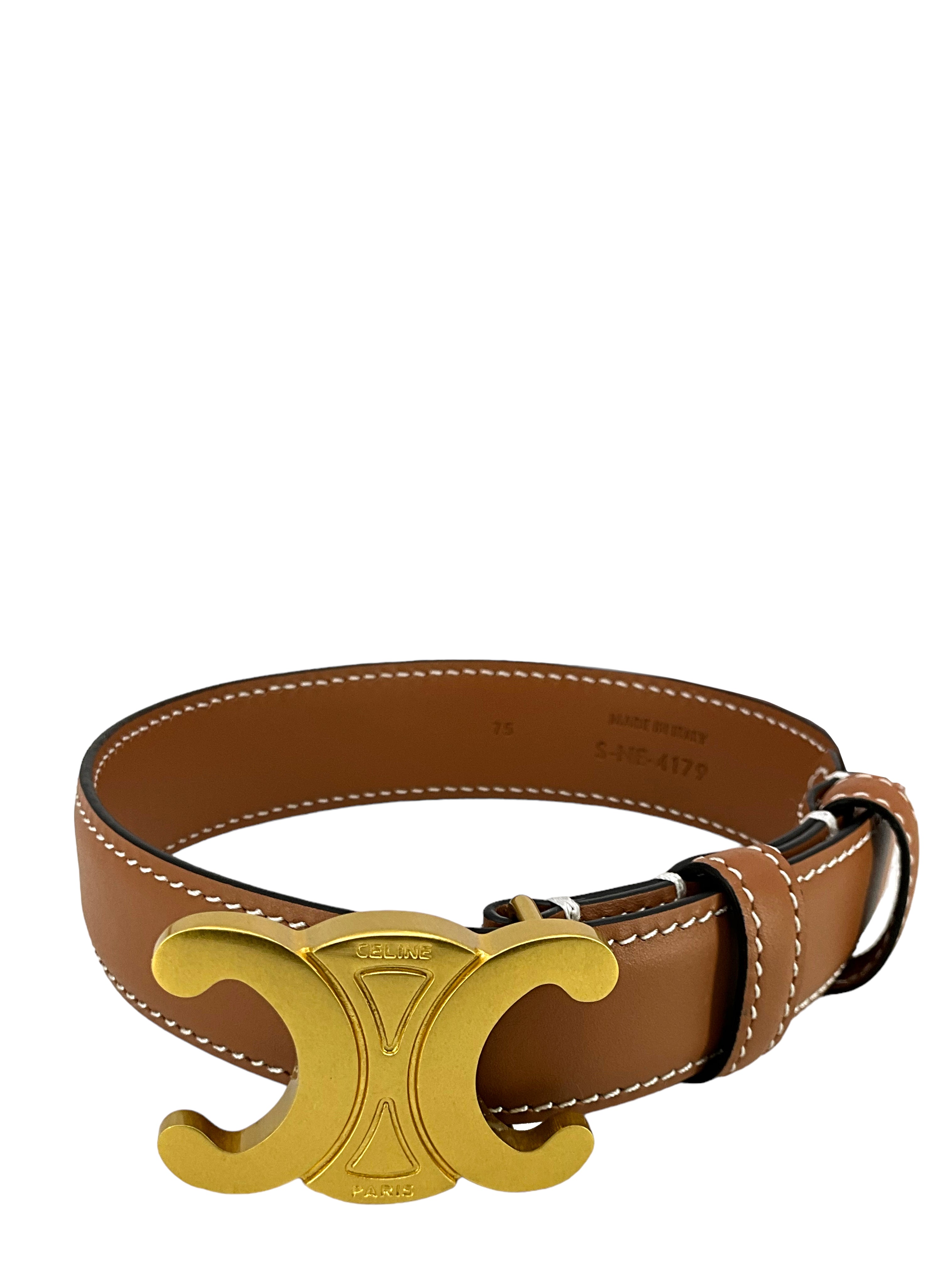 【人気/関税/送料込み】 Celine Medium Triomphe Belt in Triomp MEDIUM 25MM TRIOMPHE BELT IN TRIOMPHE CANVAS - TAN | CELINE