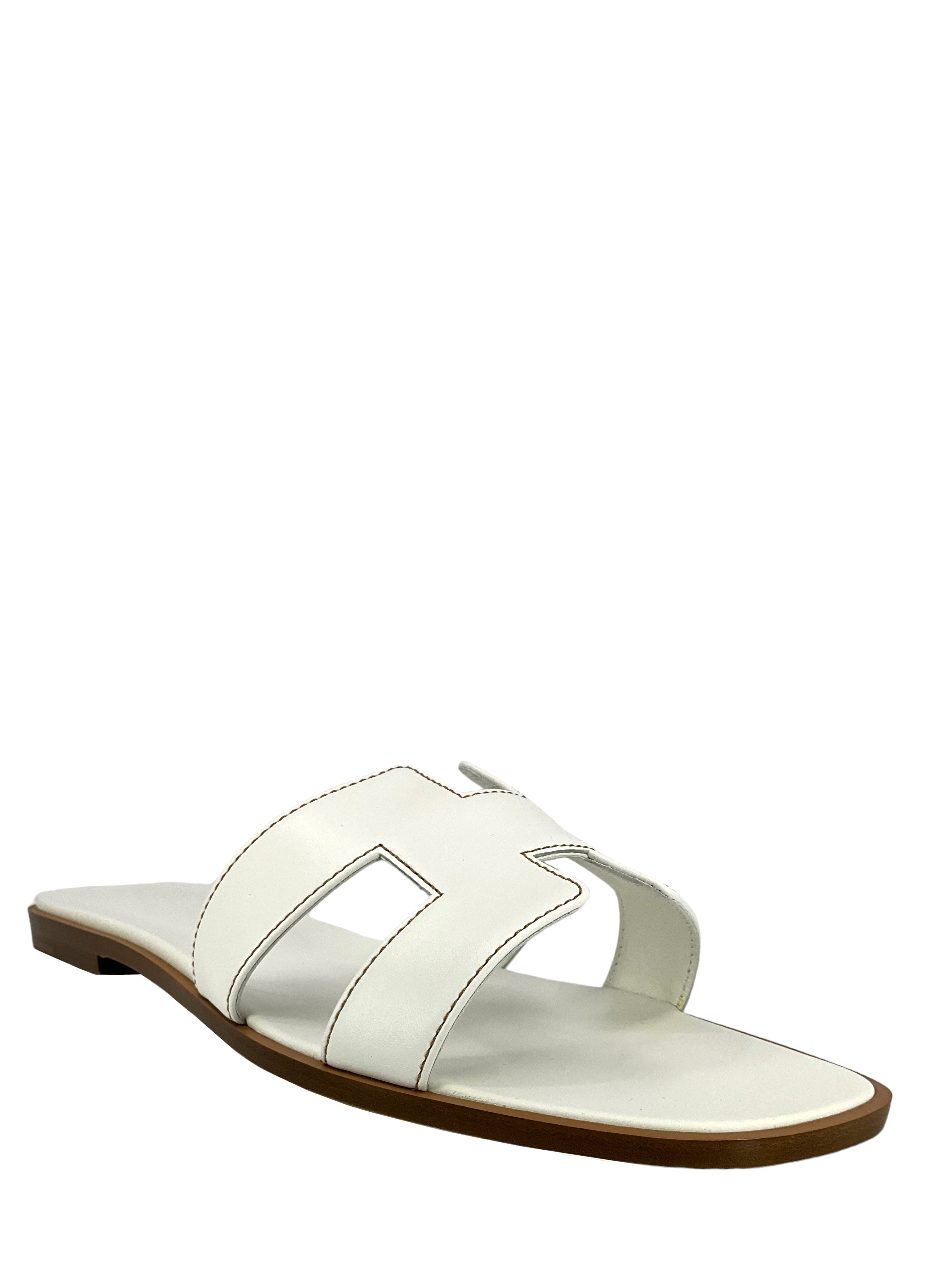 HERMES Calfskin Leather Oran Sandals Size 12 - Consigned Designs