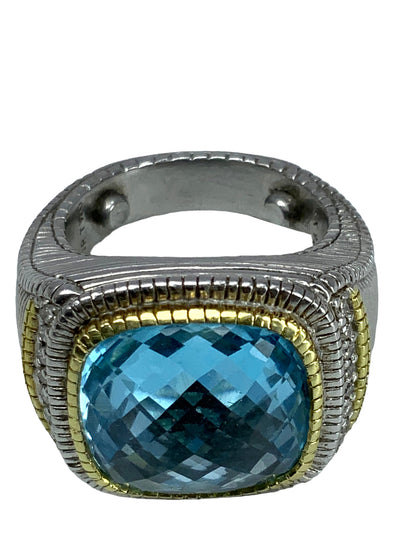 David Yurman Sterling Silver 18k Diamond Albion Ring Size 7-Consigned Designs