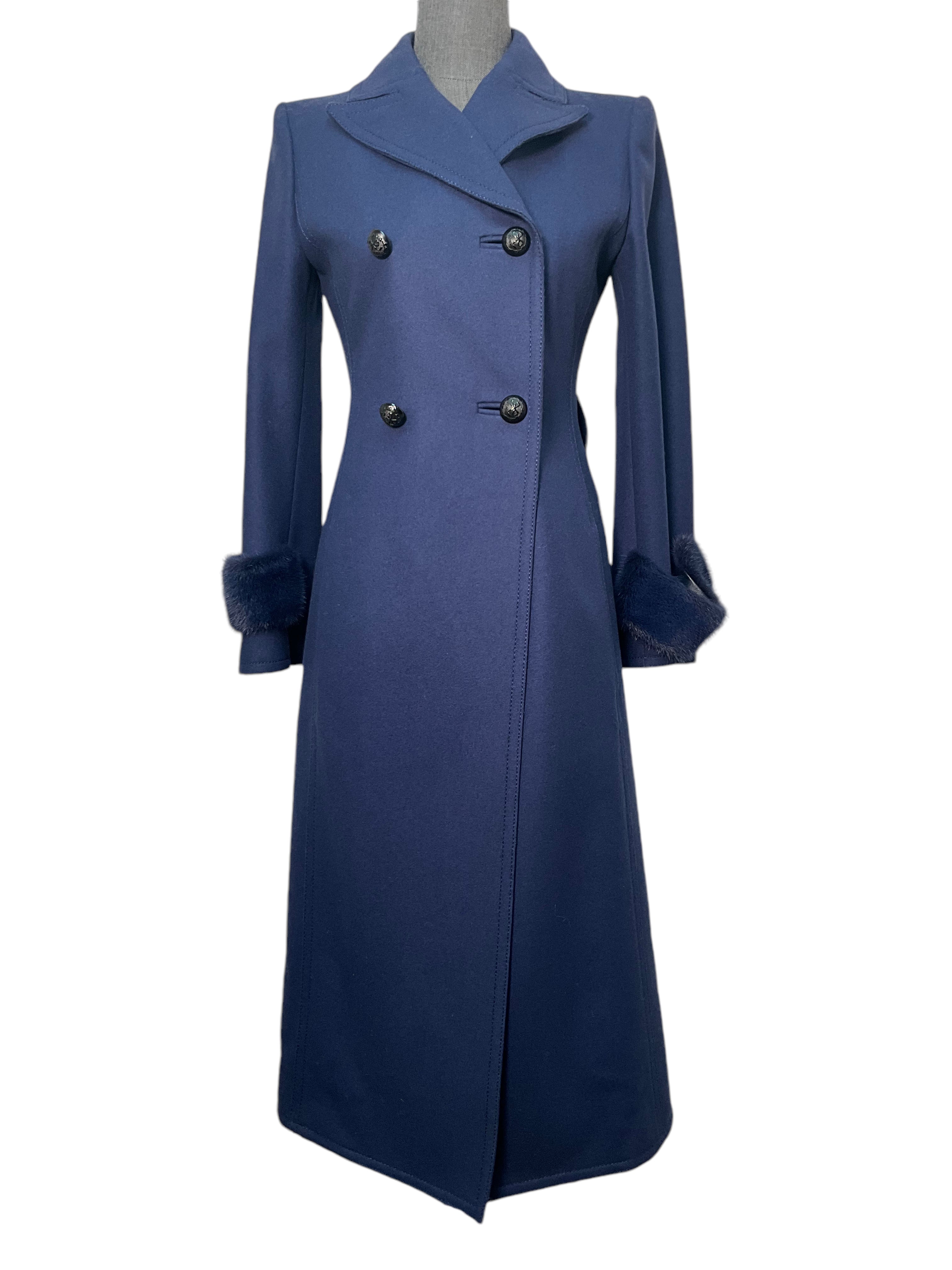 FENDI Double Breasted Mink Trim Midi Coat Size XS - Consigned Designs