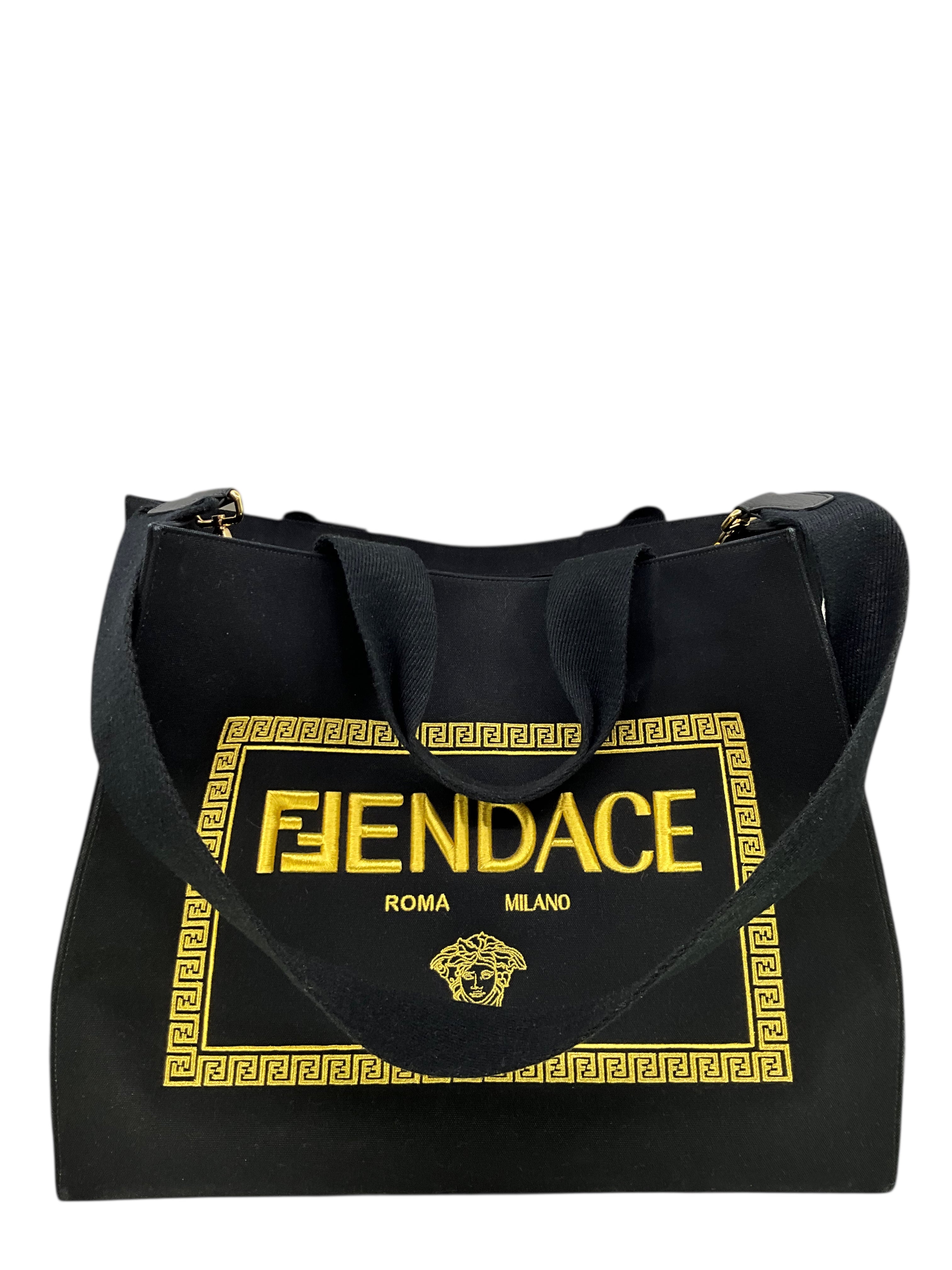 FENDI VERSACE Fendace Logo Canvas Large Shopping Tote - Consigned