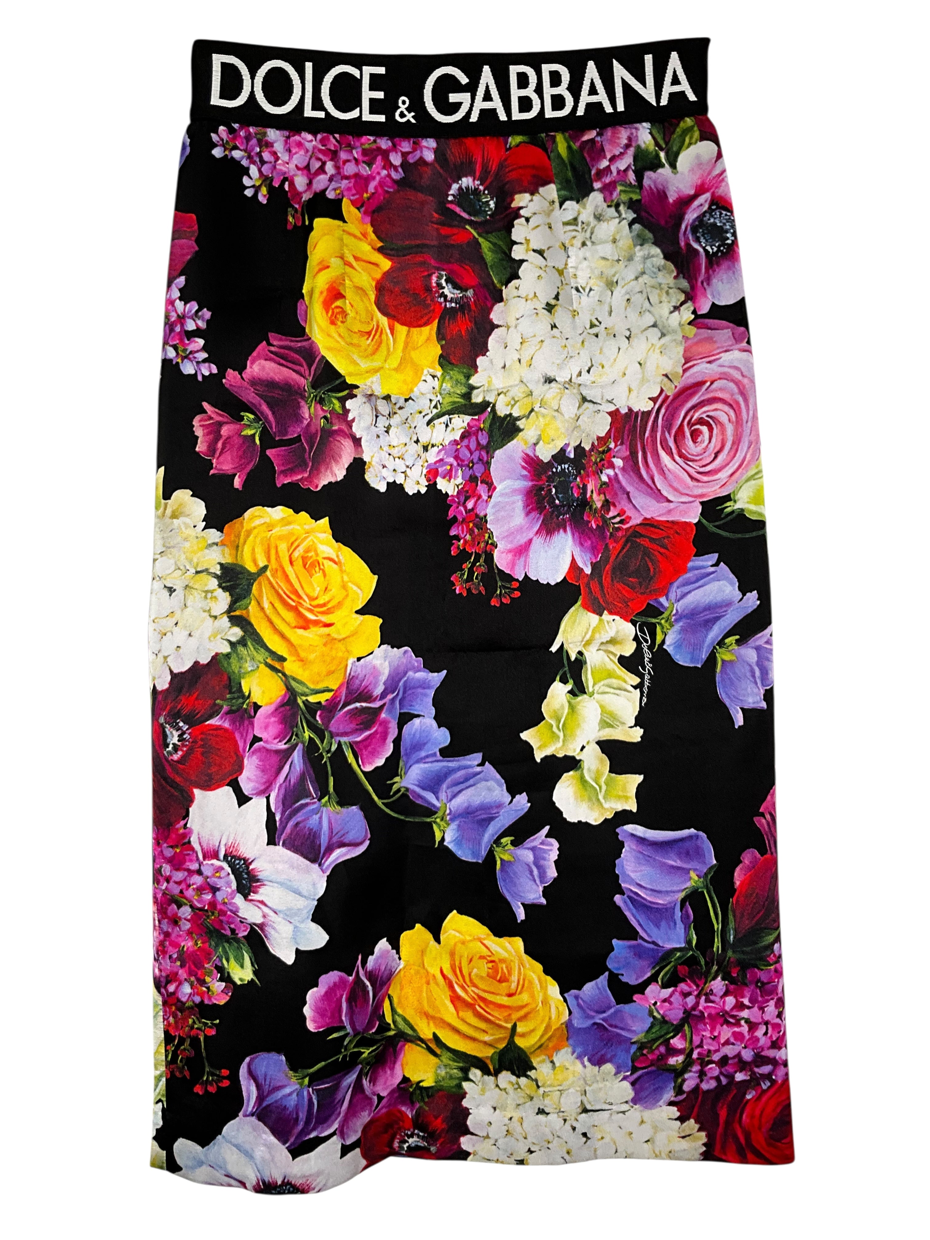 スカート DOLCE&GABBANA Dolce & Gabbana Floral Silk Midi Skirt Size XS - Consigned Designs