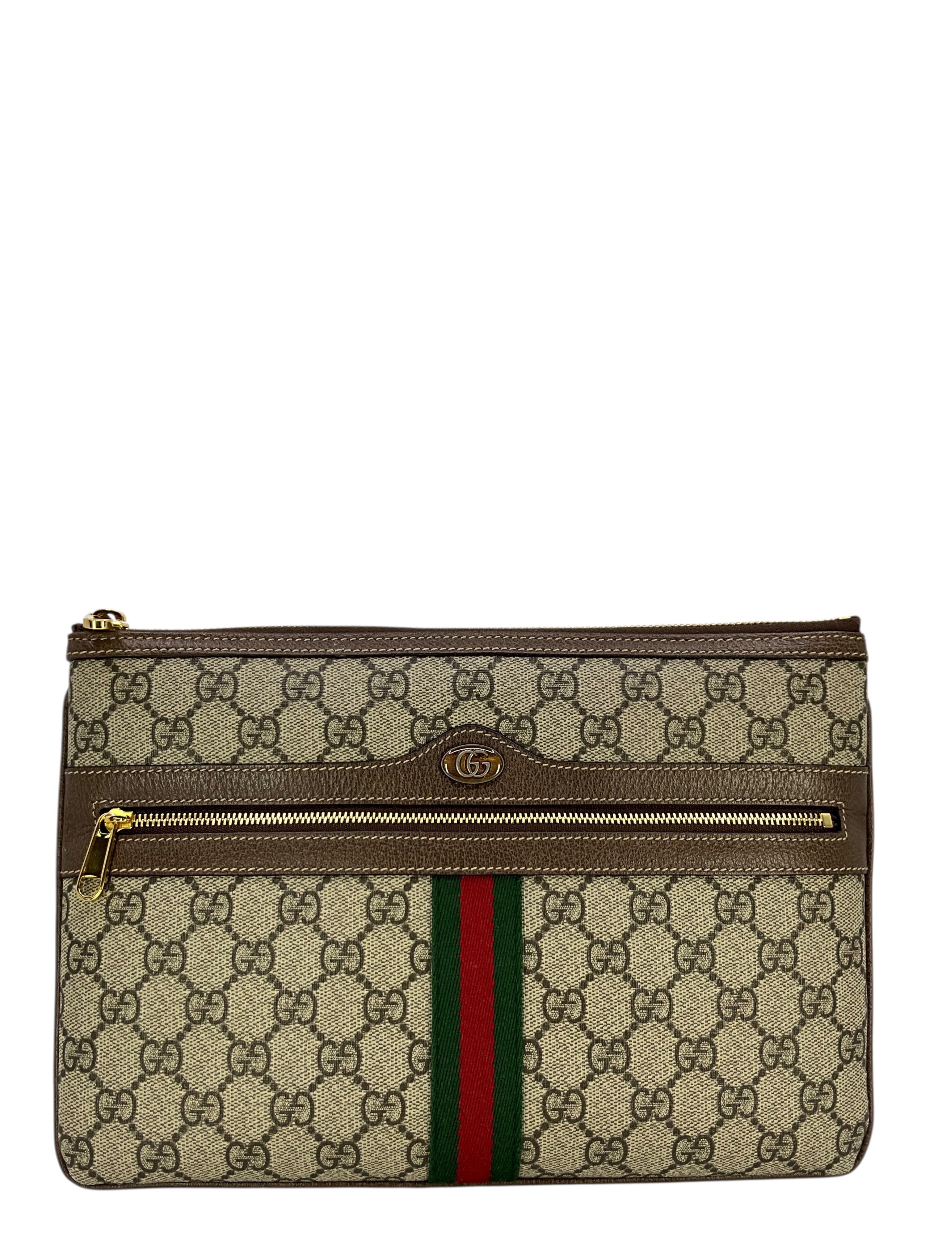 GUCCI GG Supreme Monogram Large Ophidia Pouch Clutch - Consigned