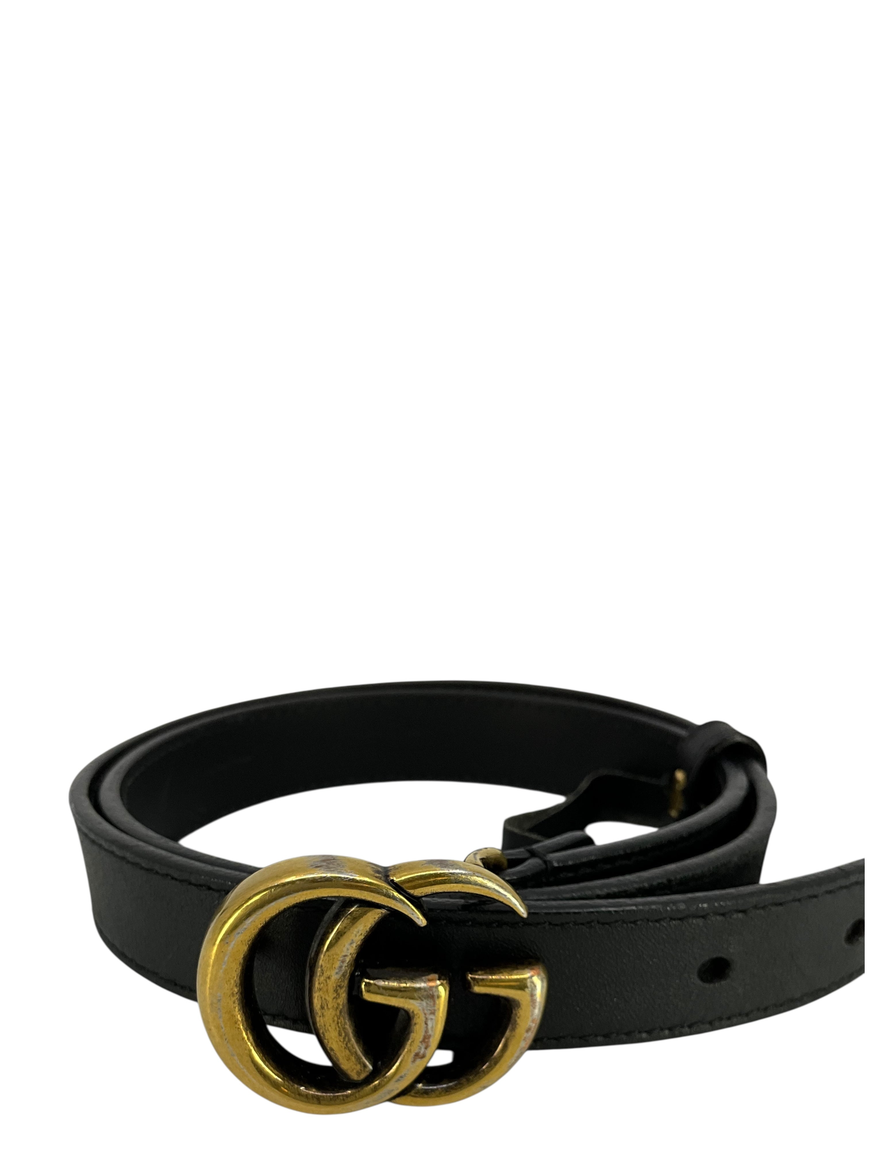 Gucci Black Leather Belt with Gold Hardware Gucci black leather belt | main image 3