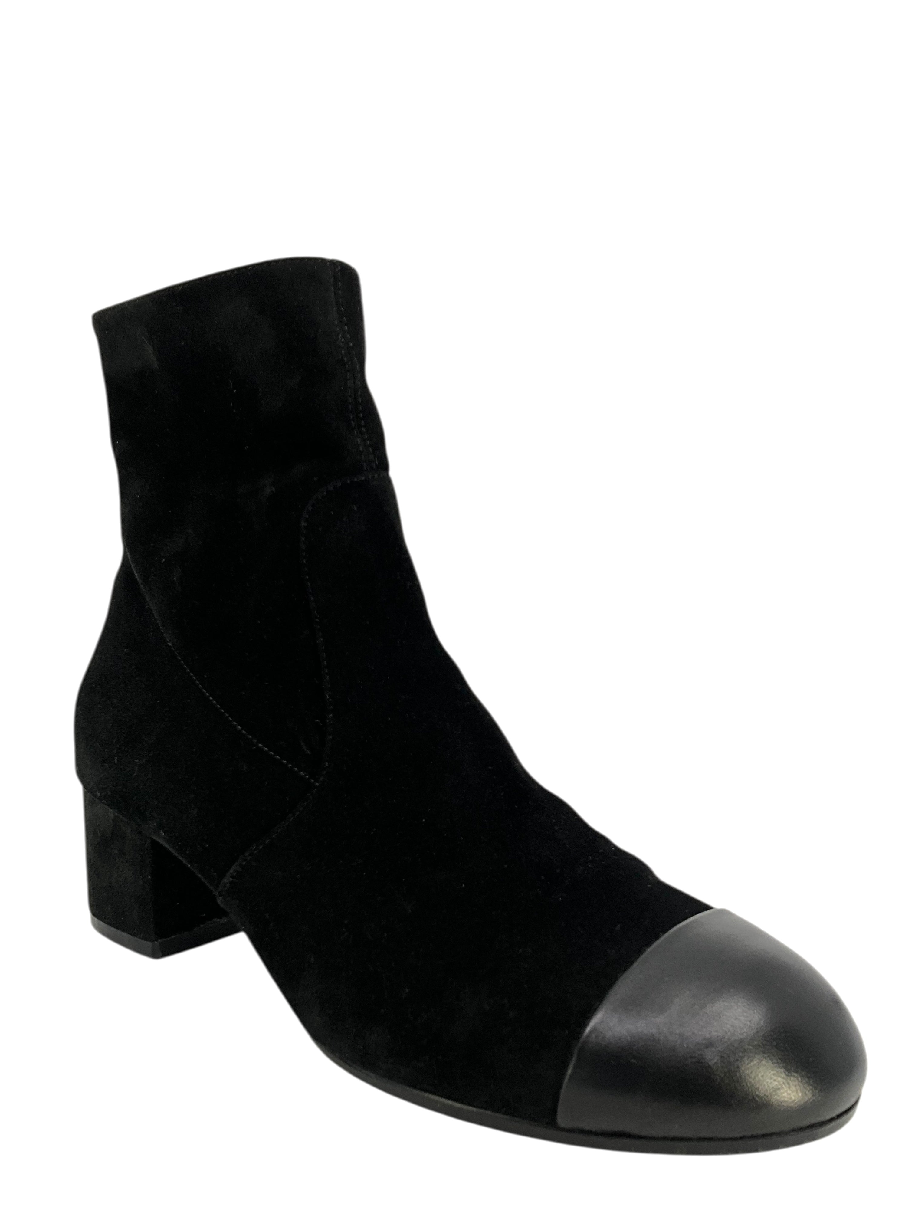 Chanel 24B Suede Cap Toe CC Logo Short Boots Size 8.5 - Consigned