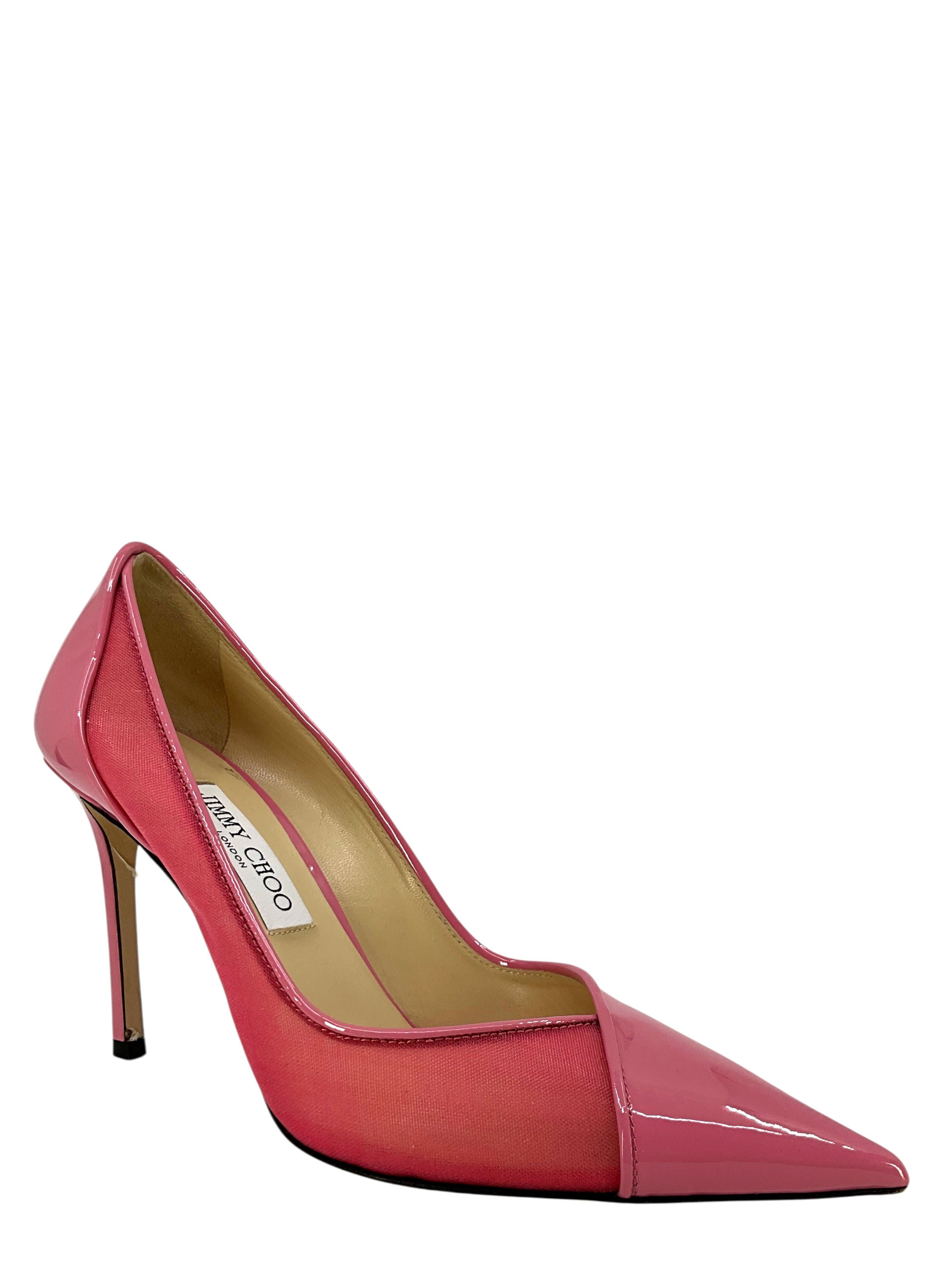 Jimmy Choo Patent Leather and Mesh Pumps Size 9 - Consigned Designs