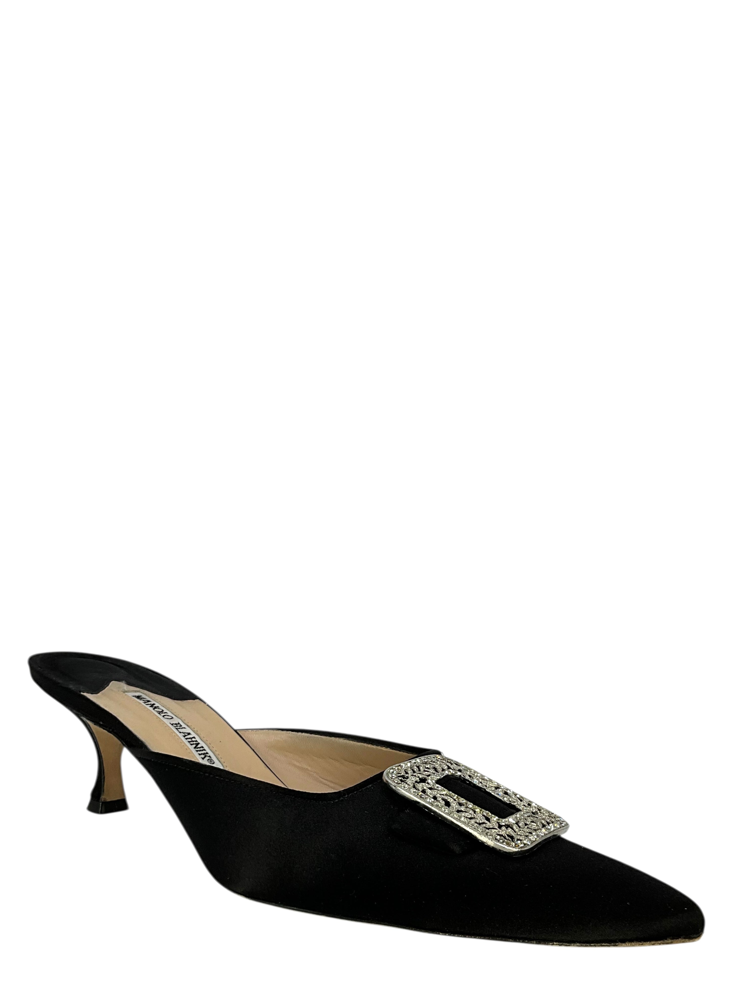 MANOLO BLAHNIK ブラック スウェード ミュール Manolo Blahnik Black