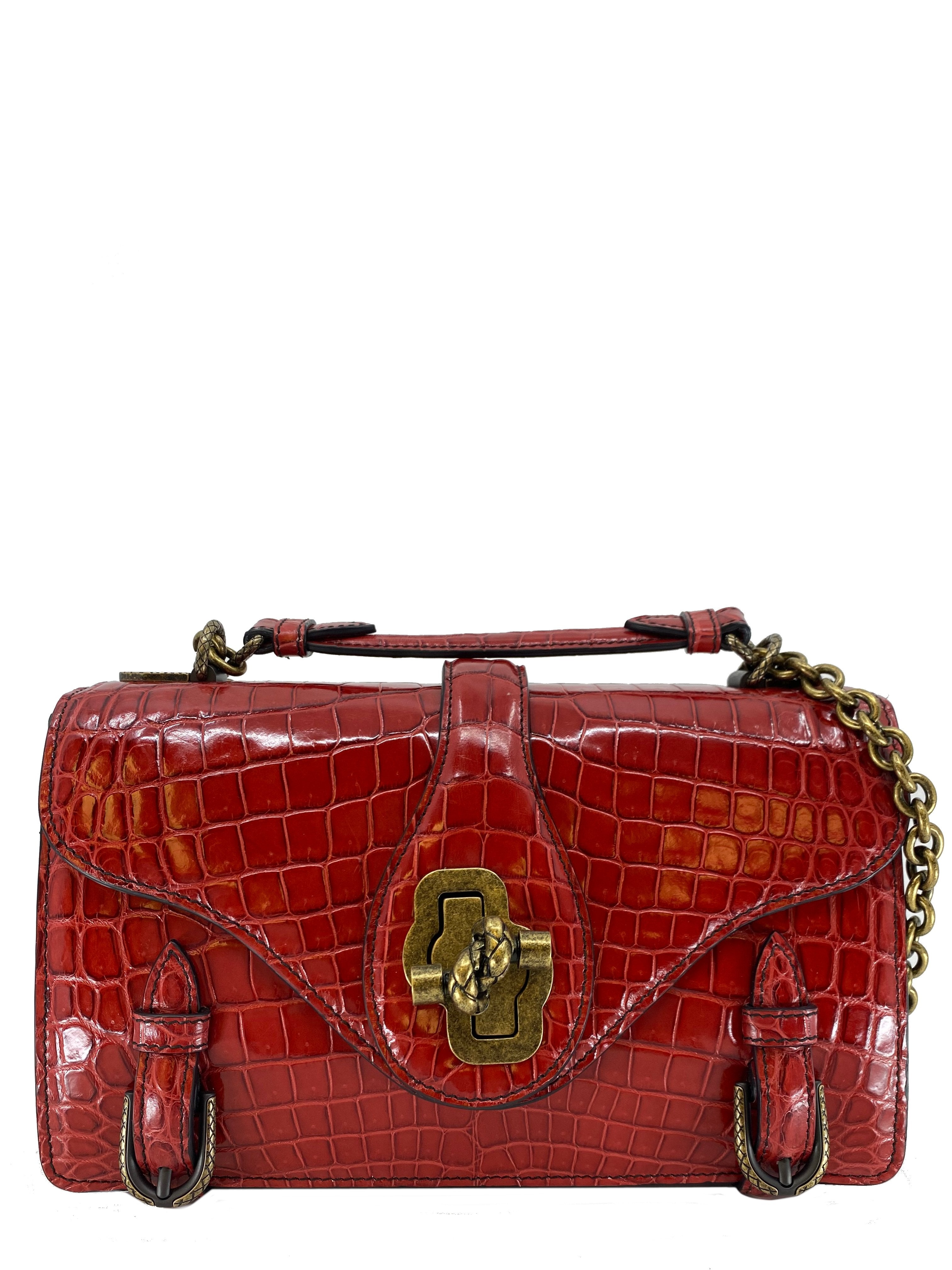 Bottega Veneta City Knot Crocodile Shoulder Bag