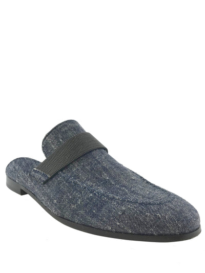 Brunello Cucinelli Monili-Beaded Denim Loafers Size 10-Consigned Designs