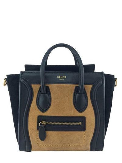 Celine Bicolor Suede Leather Nano Luggage Tote Bag-Consigned Designs
