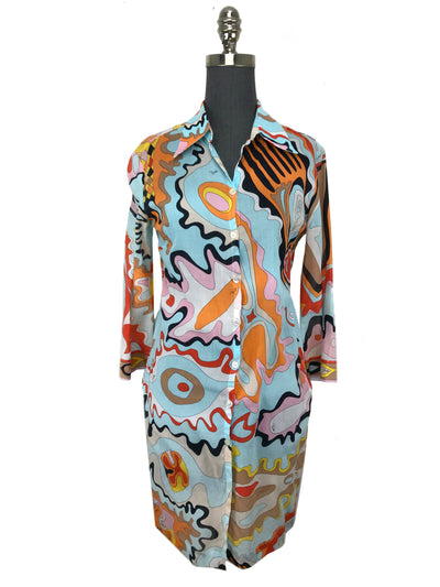 Emilio Pucci Abstract Print Cotton Dress Size S-Consigned Designs