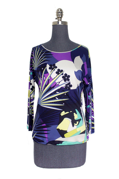Emilio Pucci Printed Silk Long-Sleeve Top Size M-Consigned Designs