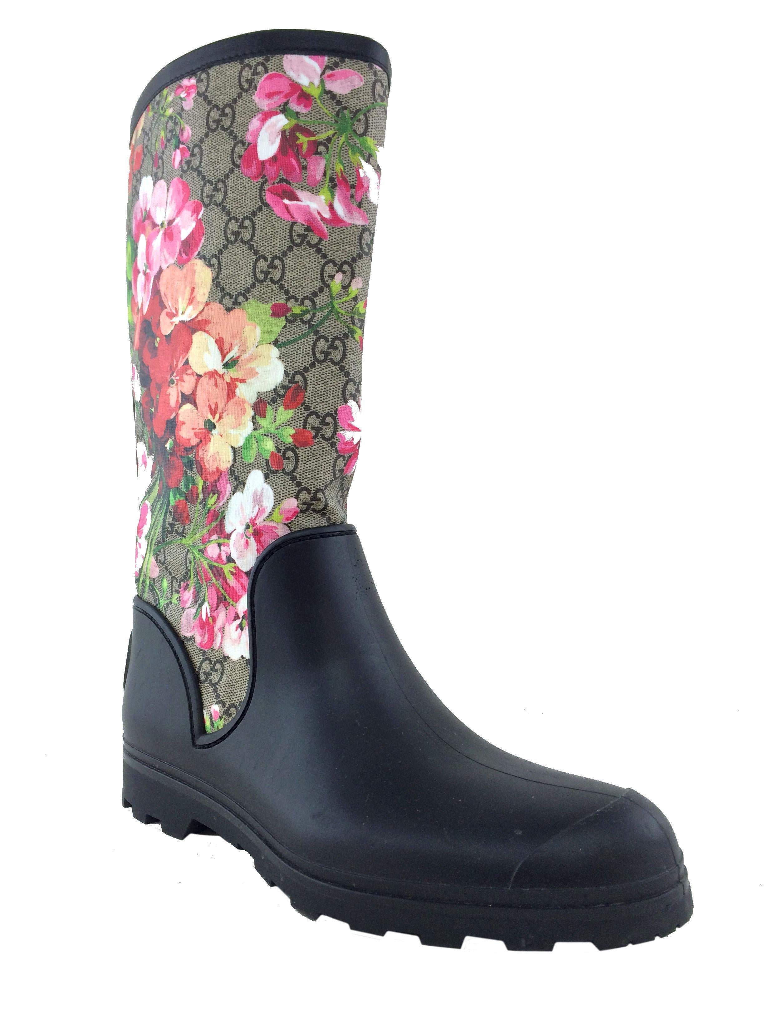 Humanistisk betyder kål Gucci Prato GG Blooms Rain Boots Size 10 - Consigned Designs