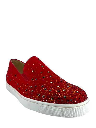 Christian Louboutin Suede Crystal Star Dolcita Boat Flats Size 9-Consigned Designs