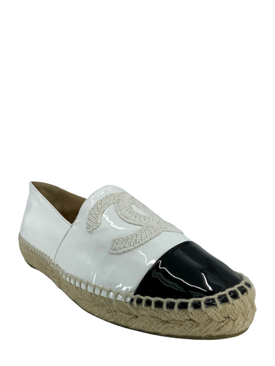 Chanel Lambskin Leather CC Espadrille Flats Size 6-Consigned Designs