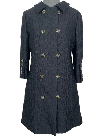 Dolce & Gabbana Wool Plisse Double Breasted Coat Dress Size M-Consigned Designs