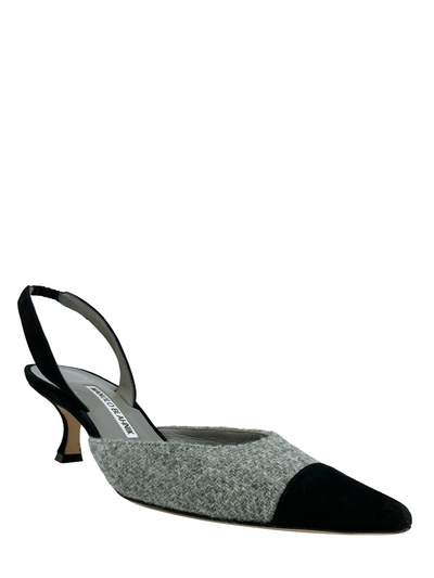 Manolo Blahnik Tweed Carolyne Slingbacks Size 8-Consigned Designs