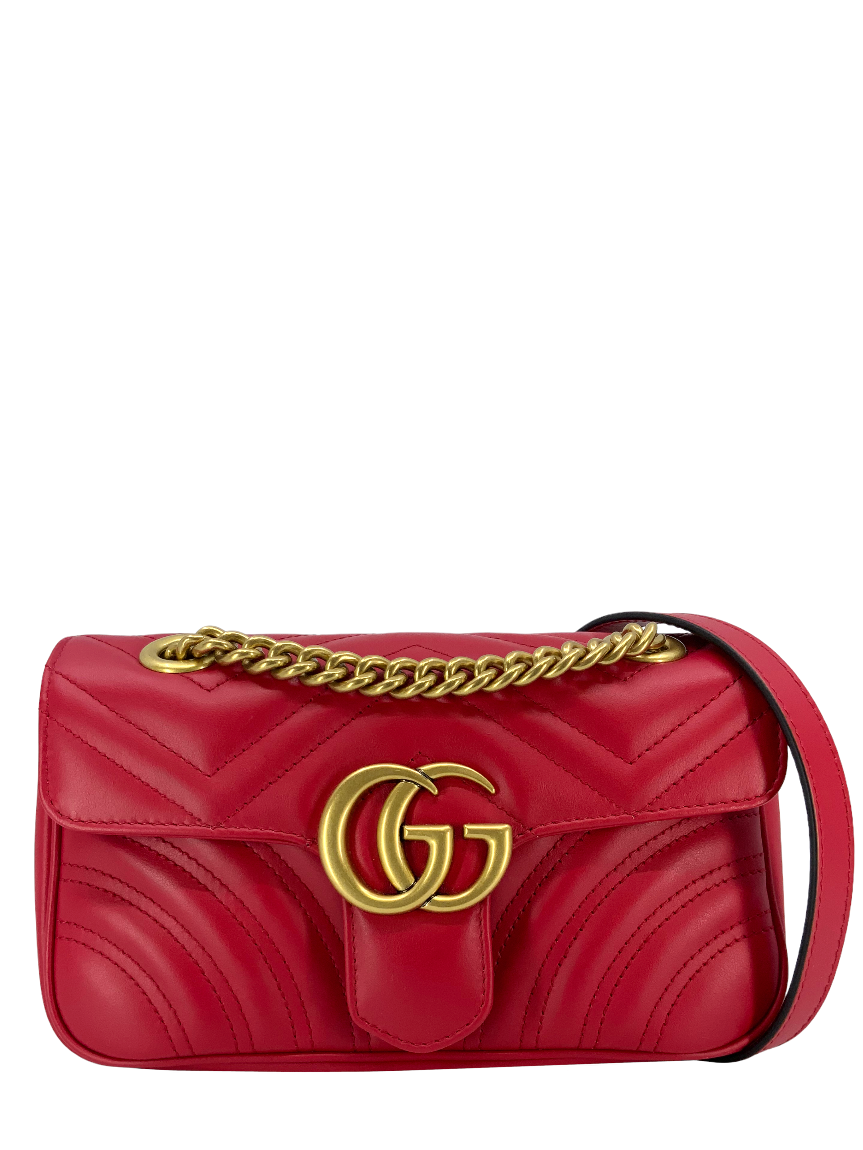 Gucci GG Marmont Matelasse Mini Bag (Wallet on Chain) Red