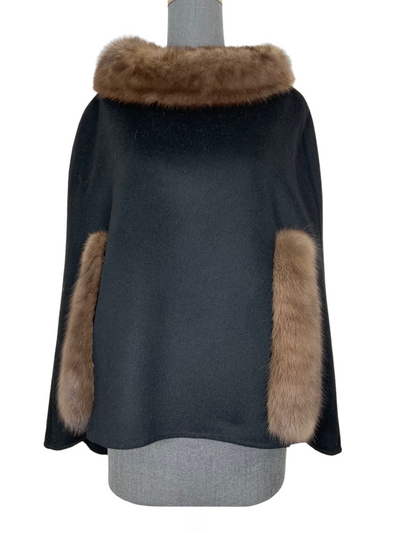 Oscar de la Renta Cashmere and Sable Fur Poncho-Consigned Designs