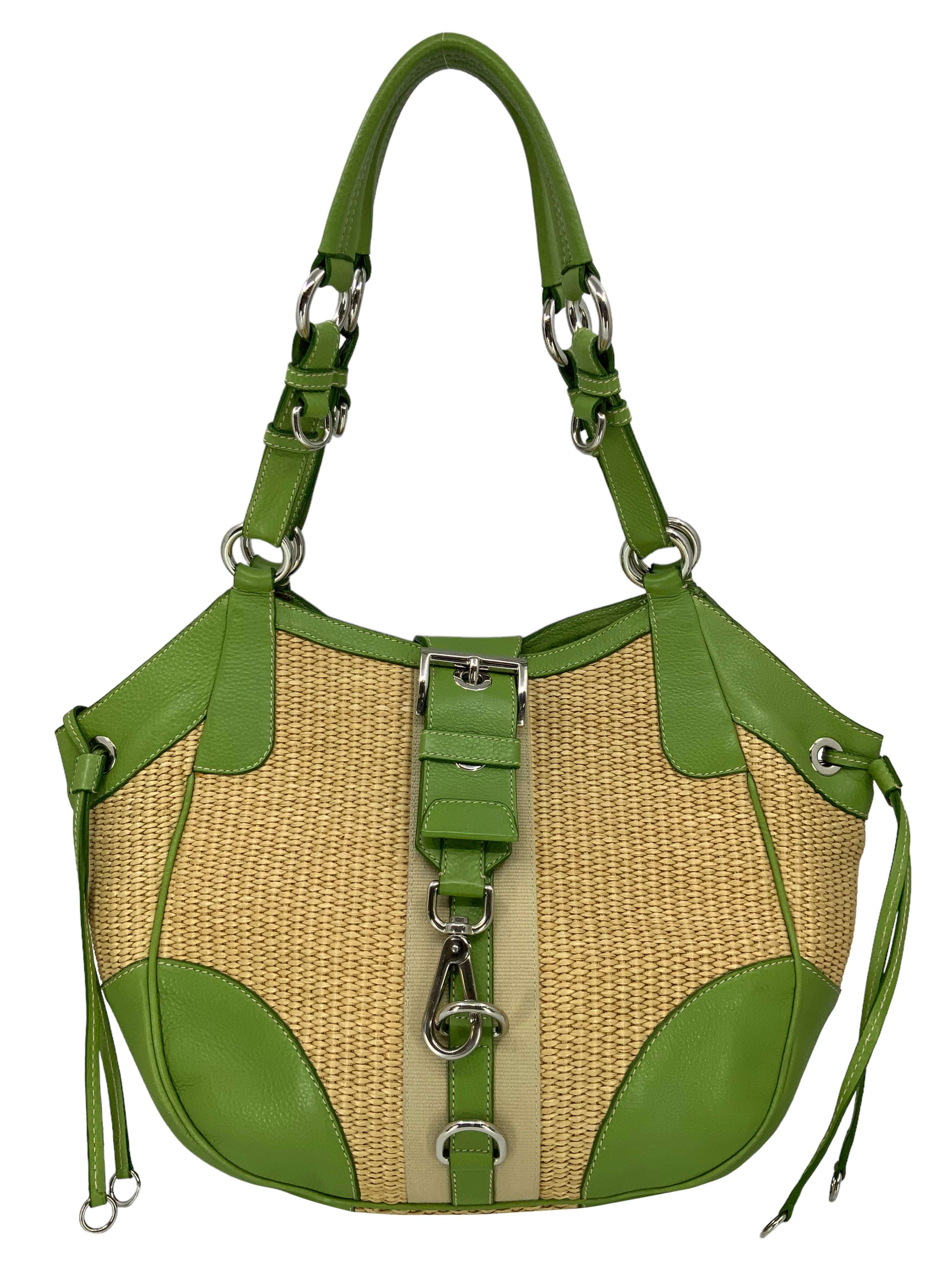 Prada Triangle Logo Zip Crossbody Bag Leather Small Green