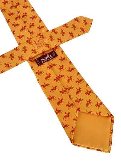 HERMES Equestrian Horse and Carriage Printed Silk Classic Men's Neck Tie-Consigned Designs