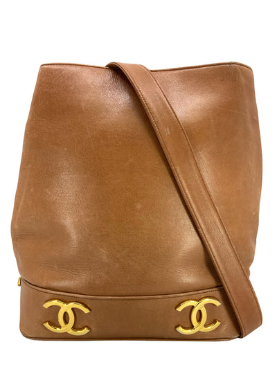 CHANEL Vintage Leather CC Logo Bucket Bag-Consigned Designs