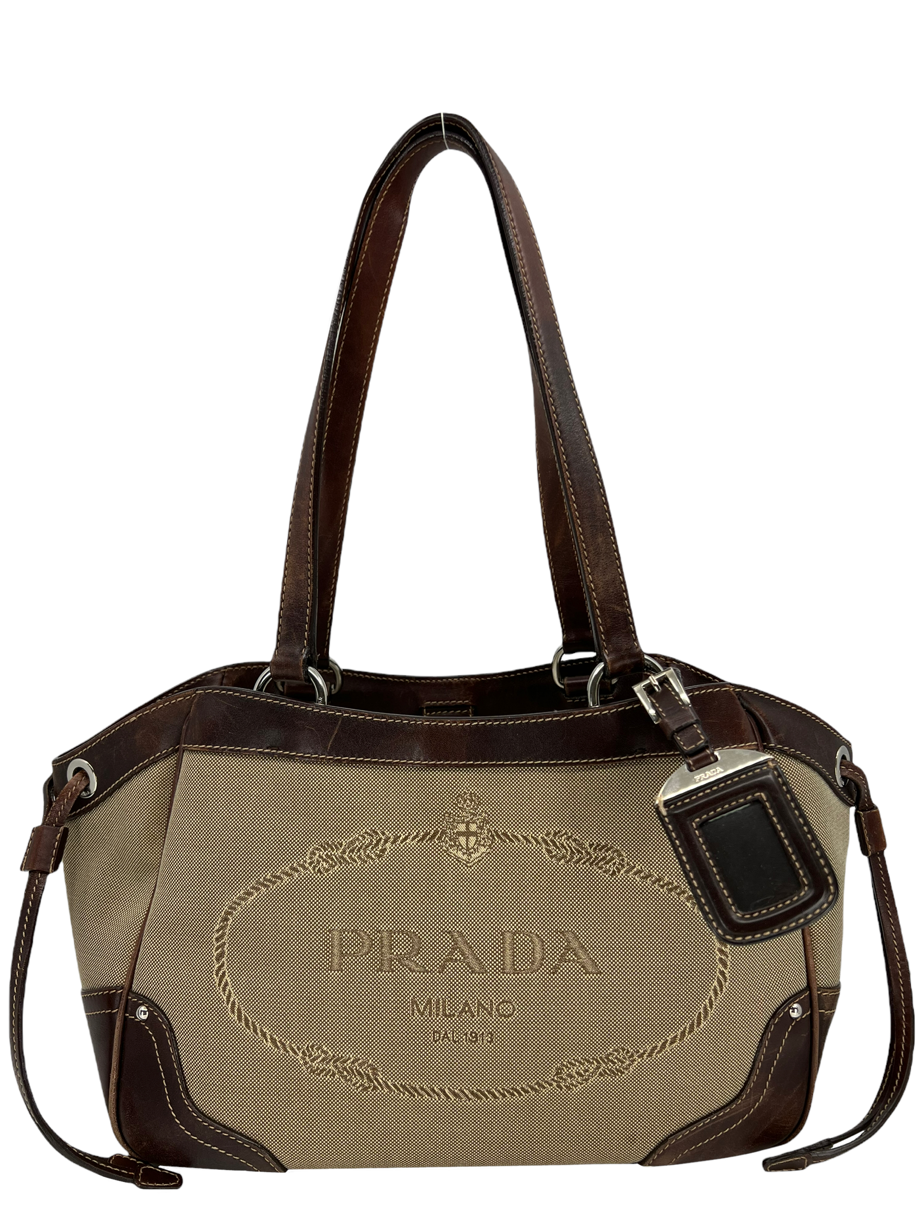 Prada Canapa Logo Jacquard Canvas Bag - Consigned Designs Prada Canapa Logo Jacquard Canvas Bag - Consigned Designs