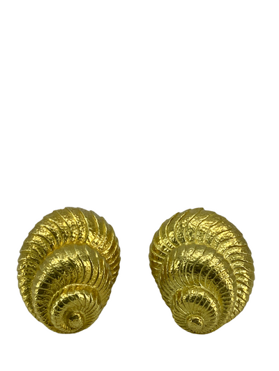 David Webb 18k Gold Shell Earrings-Consigned Designs