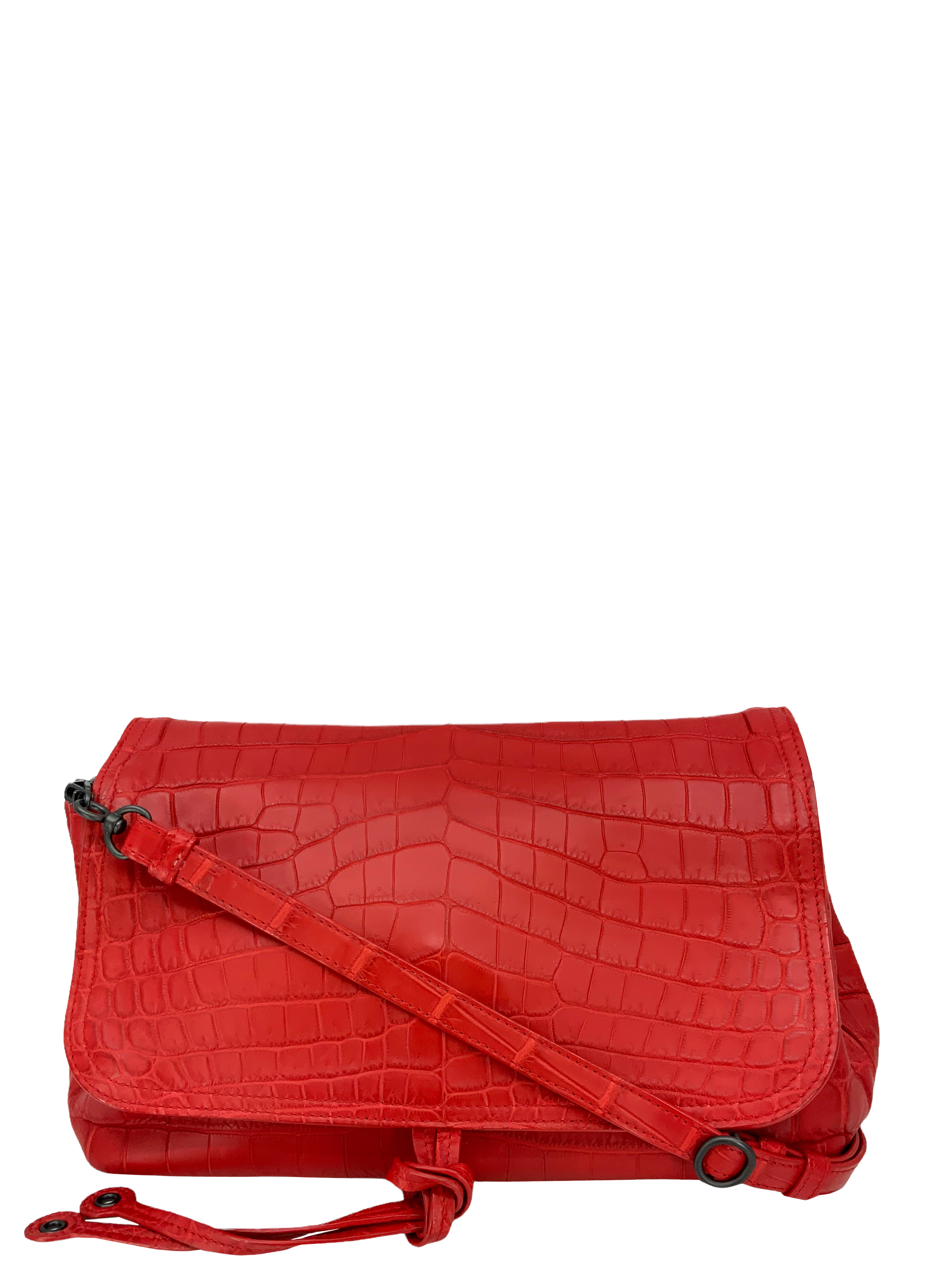 Fendi Crocodile Gecko FF Baguette Shoulder Bag