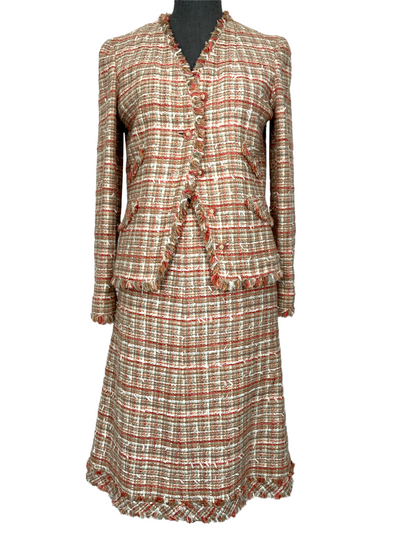 CHANEL 04P Plaid Tweed Skirt Suit Size S-Consigned Designs
