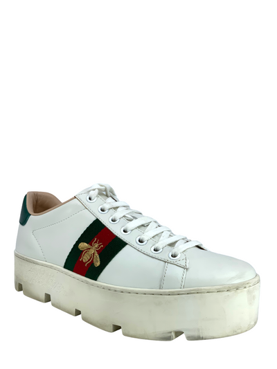 GUCCI Ace Embroidered Platform Sneakers Size 6.5-Consigned Designs