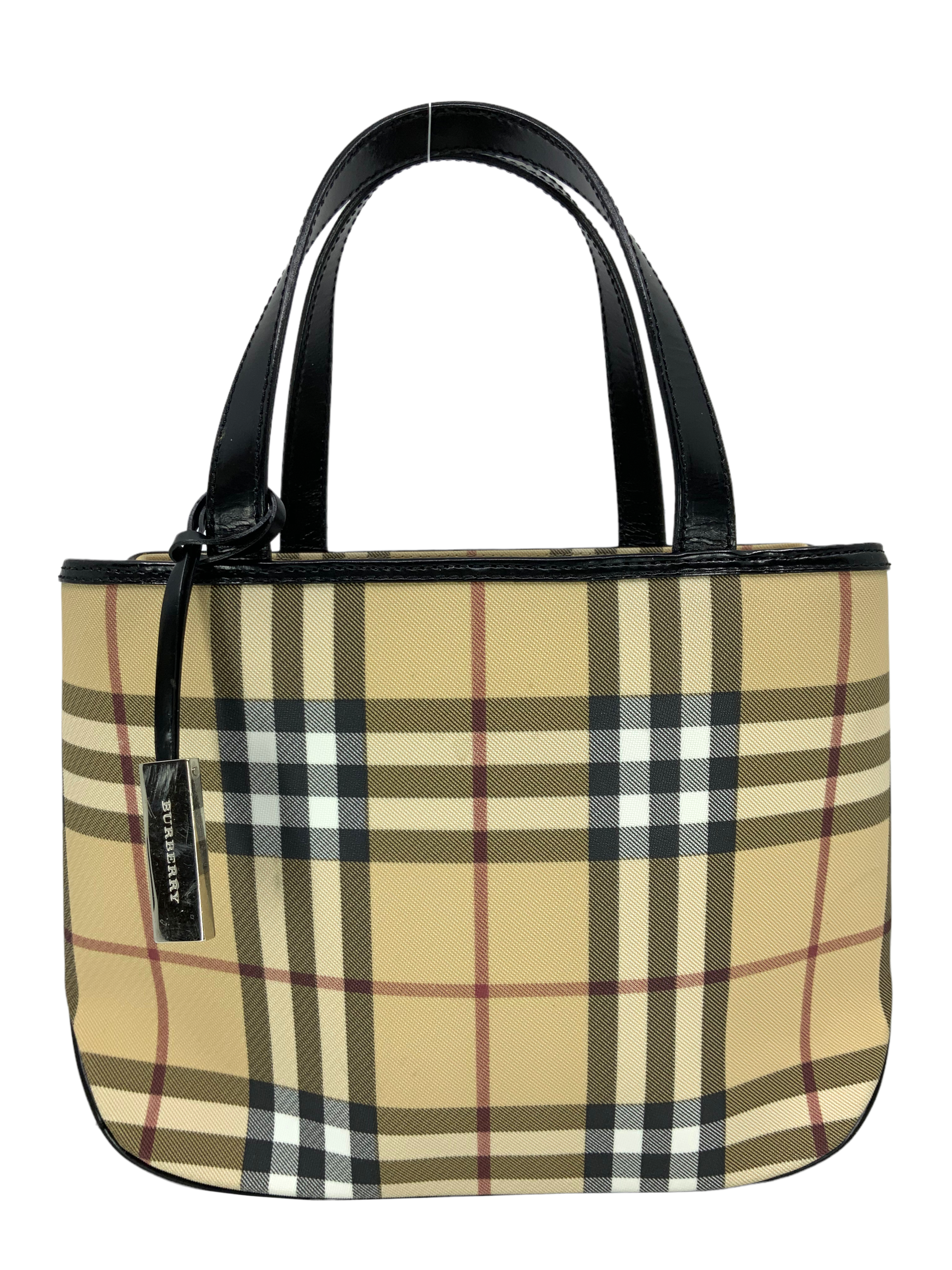 バッグ BURBERRY Tote Bag Nova Check Canvas Burberry Nova Check Canvas Small Tote Bag - Consigned Designs