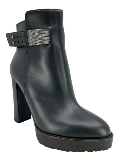 Brunello Cucinelli Calfskin Monili-Strap Ankle Boots Size 8-Consigned Designs