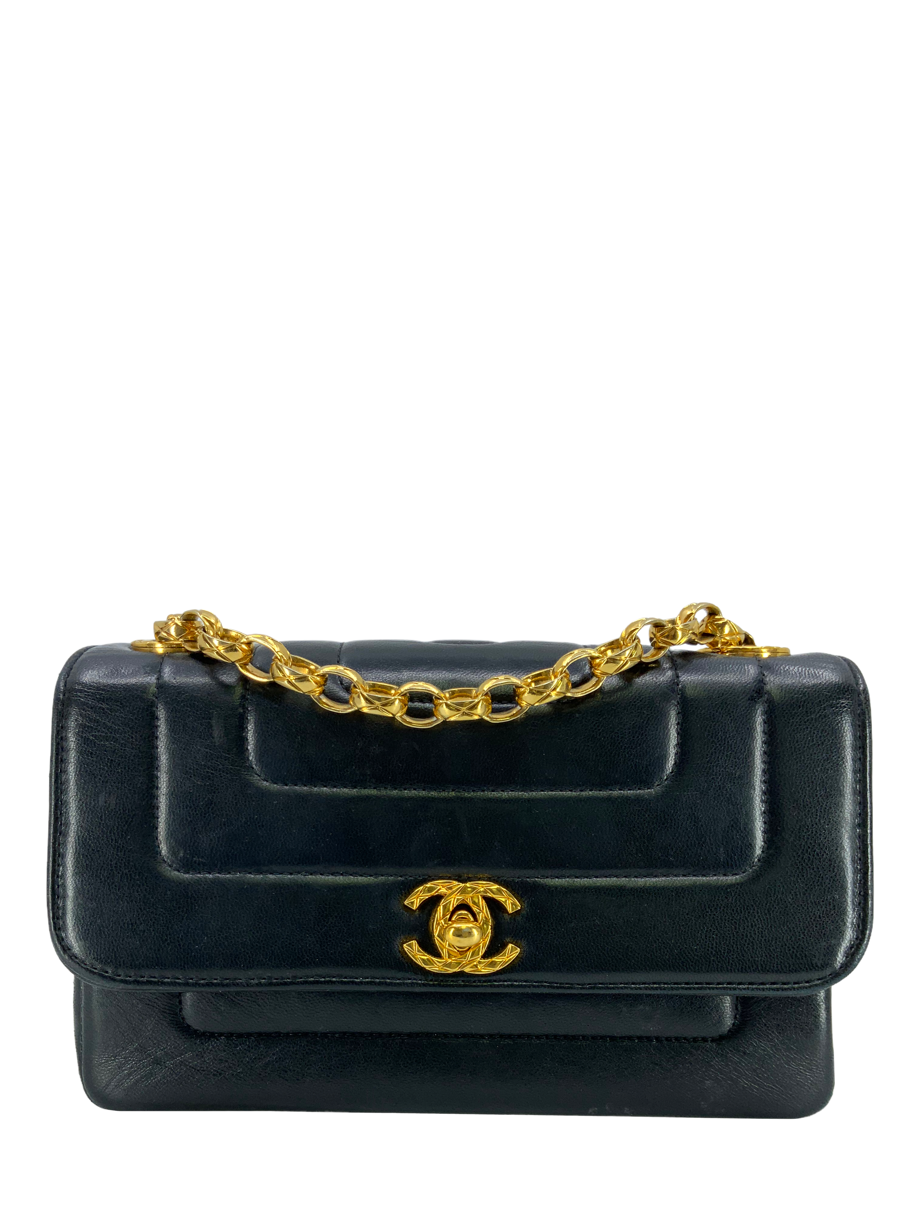 Chanel Vintage Quilted Vertical Stitch Lambskin Classic Mini Flap