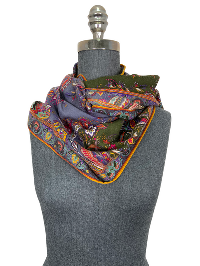 ETRO Paisley Printed Cashmere Fringe Oblong Scarf-Consigned Designs