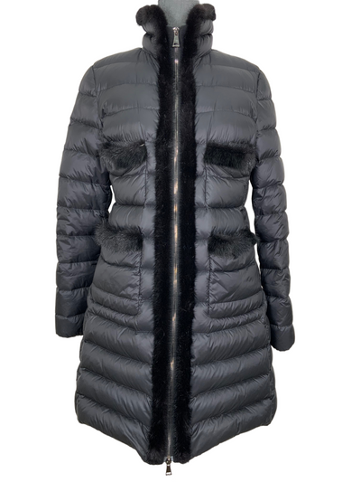 MONCLER Quilted Nylon Fur Trim Puffy Jacket Size L-Consigned Designs