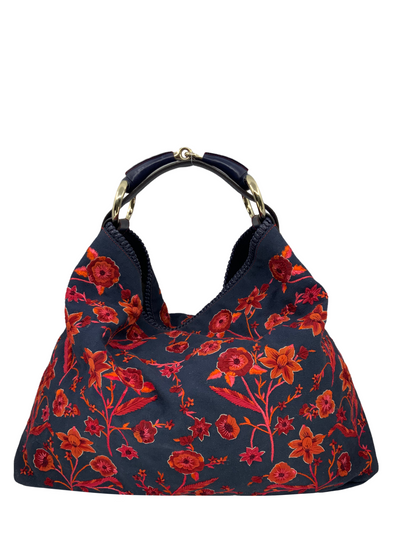 Gucci Floral Canvas Large Horsebit Handle Hobo-Consigned Designs