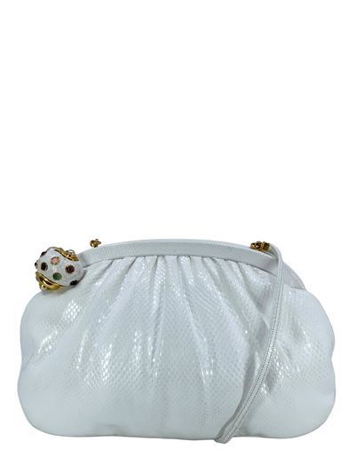Judith Leiber Lizard Jeweled Snail Clasp Evening Bag-Consigned Designs