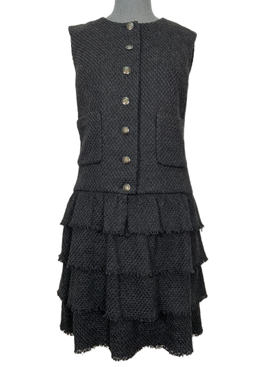 CHANEL Cotton Tweed Tiered Sleeveless Dress Size M-Consigned Designs