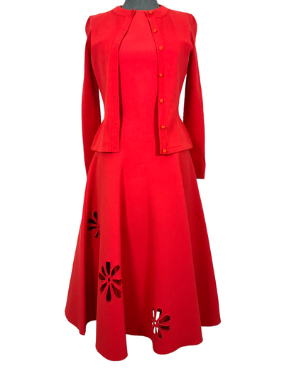 Oscar de la Renta Laser Cut Knit Dress Size M-Consigned Designs