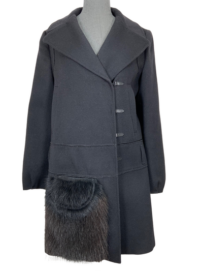 PRADA Asymmetrical Wool Jacket with Fur Pocket Size M-Consigned Designs