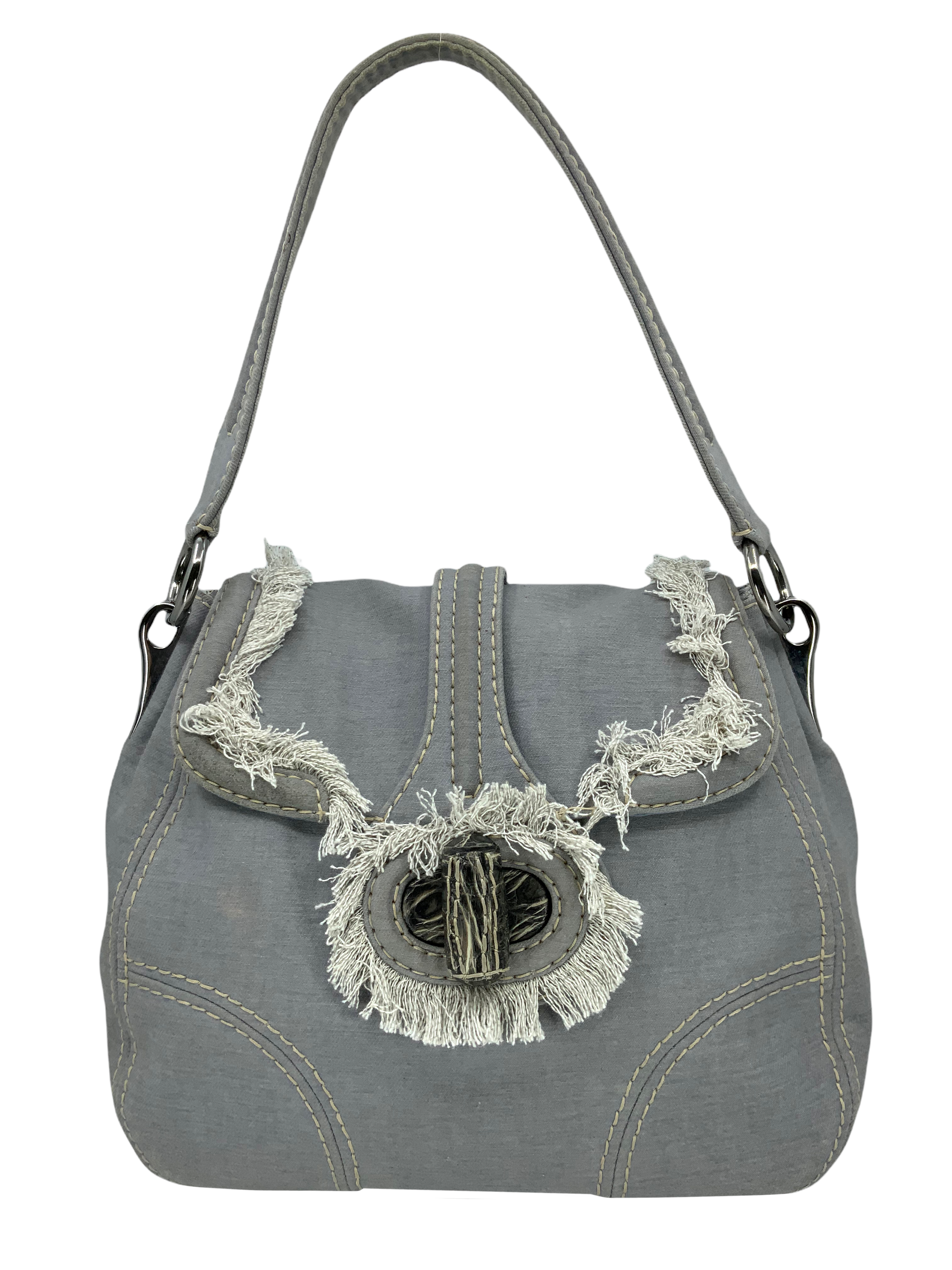 Prada denim shoulder bag best sale