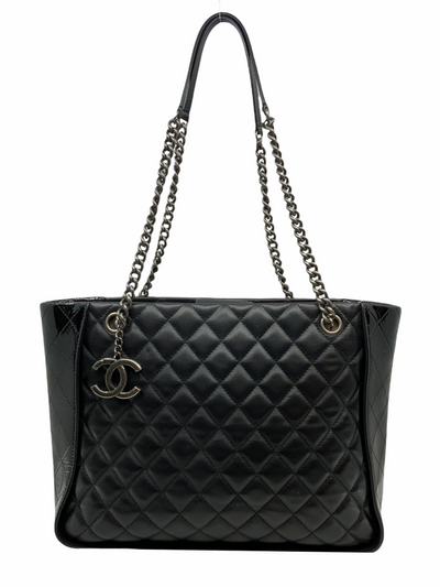 Chanel CC Charm Quilted Lambskin Patent Leather Tote-Consigned Designs
