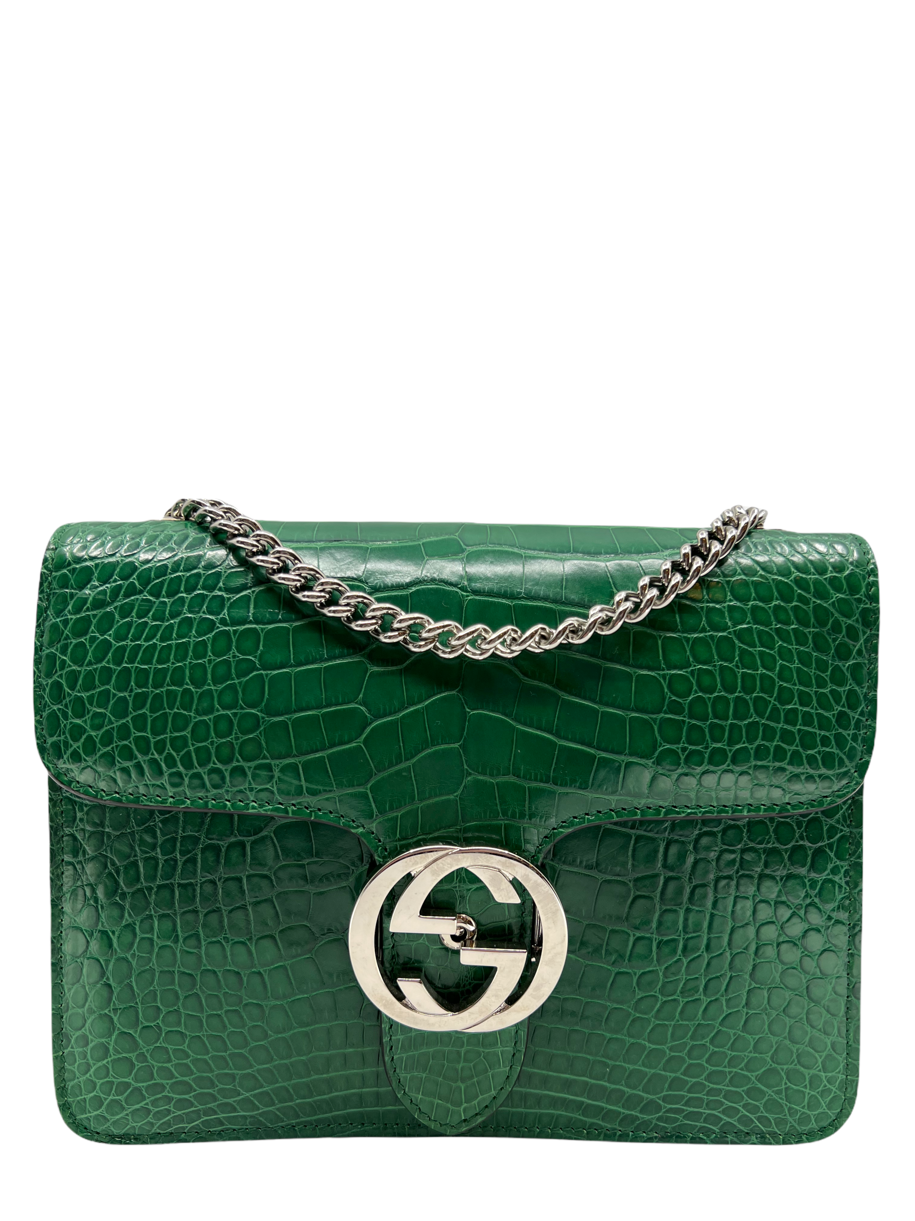 Gucci green top crocodile bag